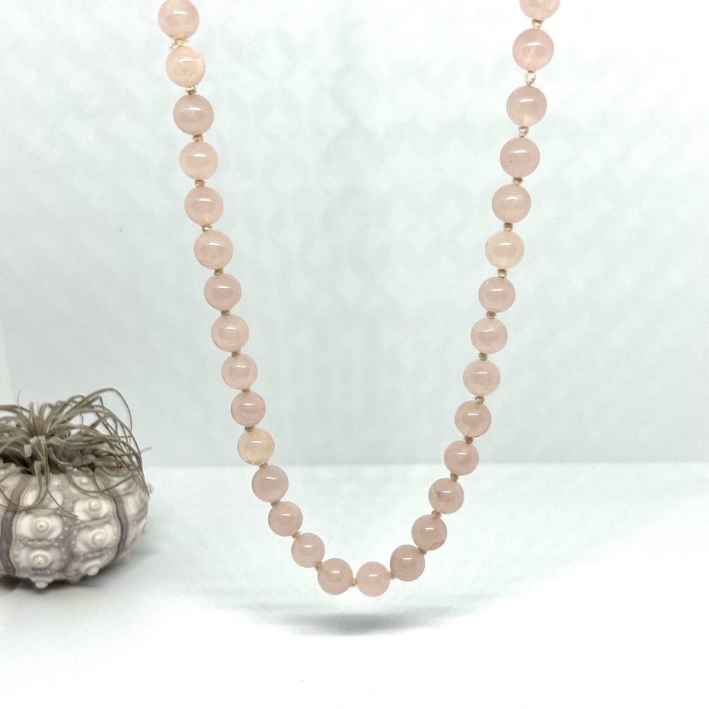 Genuine Rose Quartz Long Beaded Necklace!